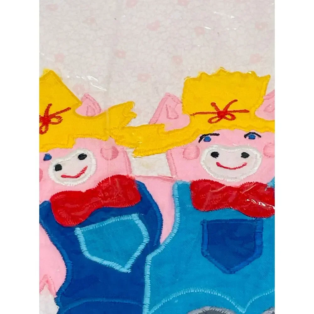 Kubla Craft Applique Bib Country Pigs in Overalls Vintage 1980's NEW Old Stock